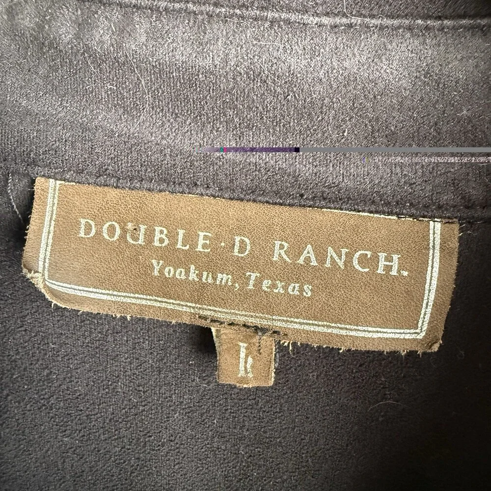 Double D Ranch Women's Size Large Black Suede Feel Button Up Western Shirt - Picture 4 of 11